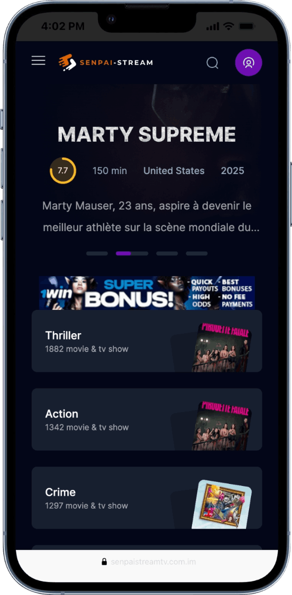 Interface Papadustream sur iPhone